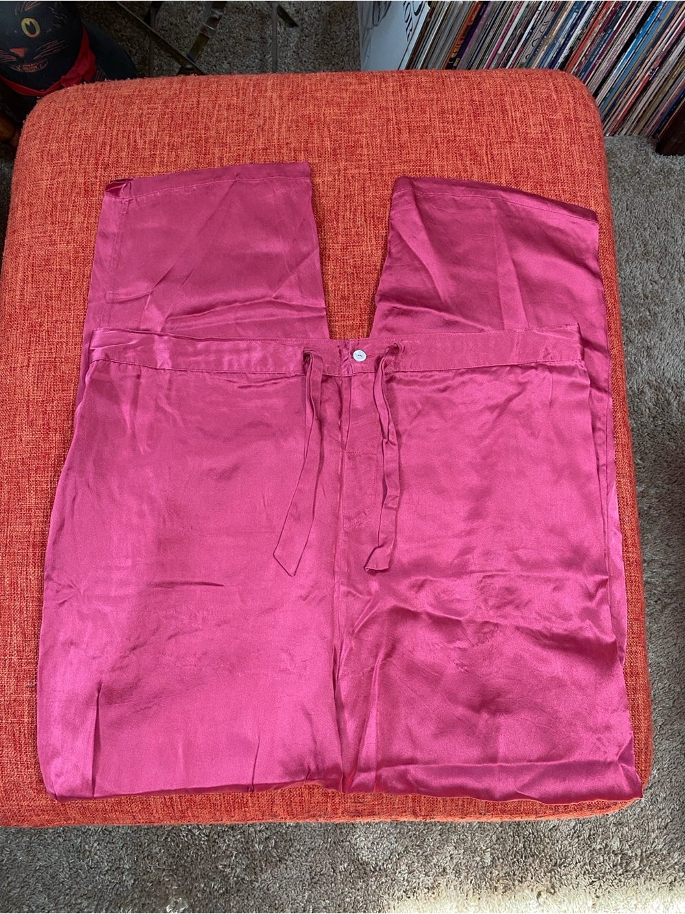 VTG Nordstroms Lingerie Rose Pink Silk Pajamas Set Top Pants Bottoms - Picture 9 of 15